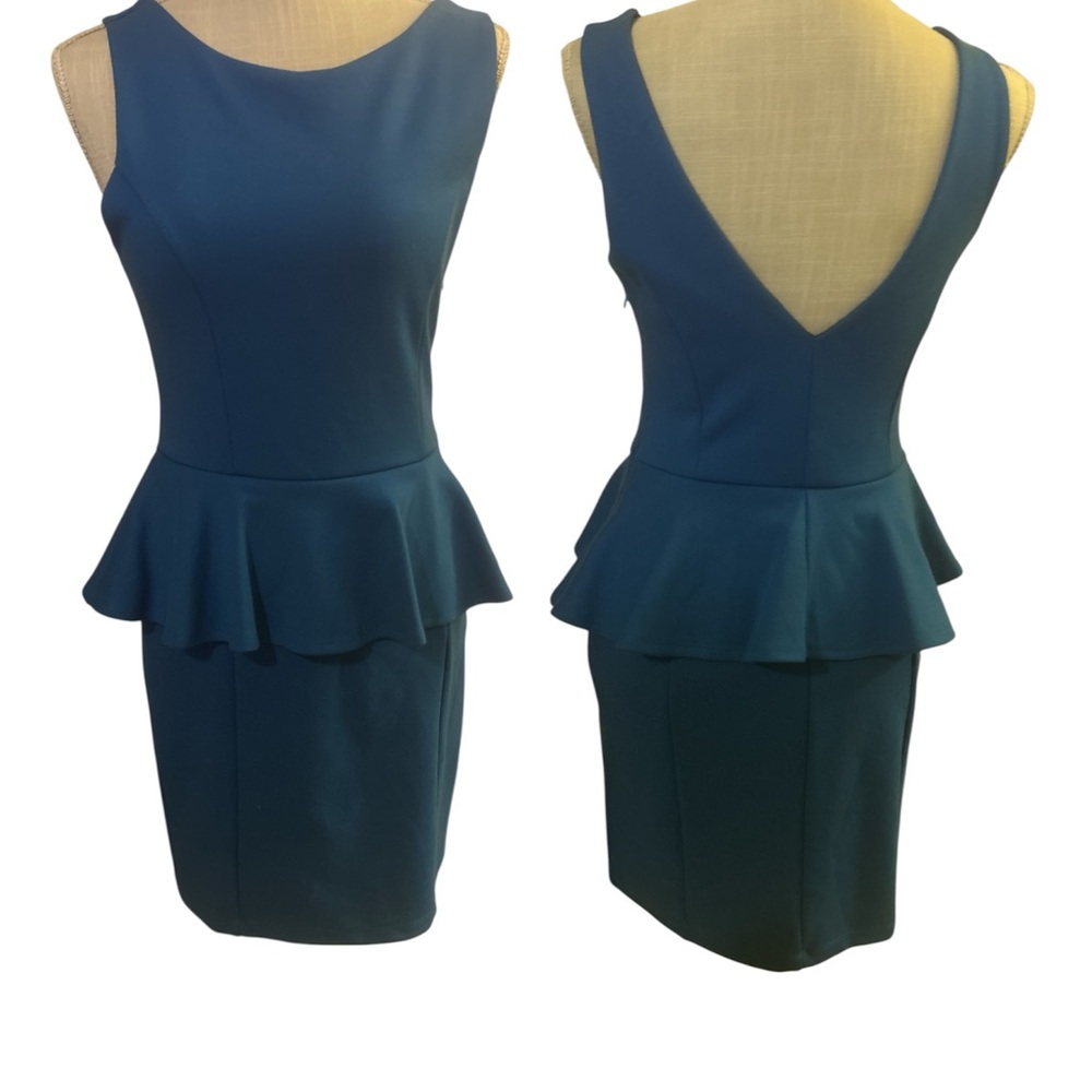 Elegant Blue Peplum Dress
